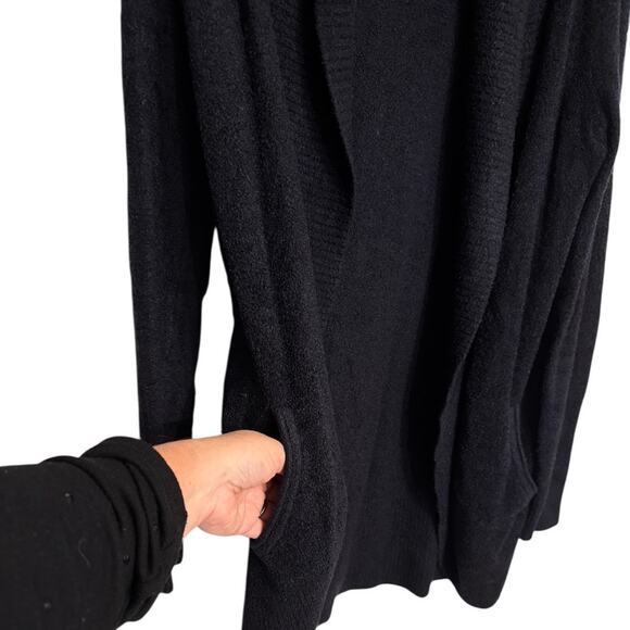 Barefoot Dreams CozyChic Lite Circle Cardi Women’s XS/S Black Cozy Warm Pockets - Picture 3 of 6